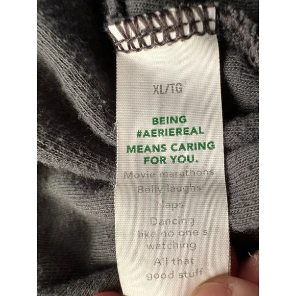 Aerie Charcoal Grey Cargo Jogger Sweatpants XL Drawstring Elastic Waist Lounge - Picture 4 of 10